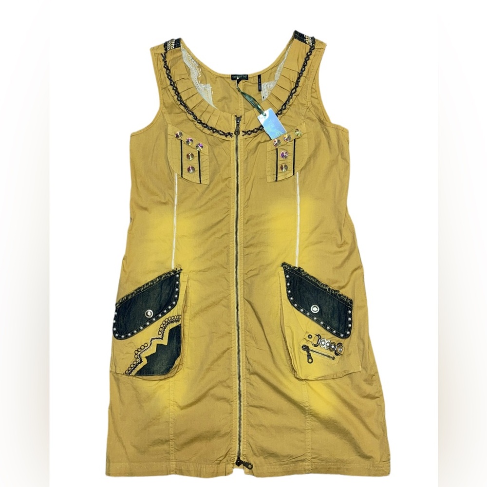 Tricotto Yellow Dress with Black Details